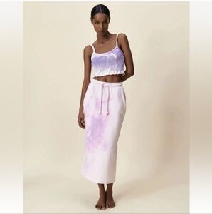 ZARA Purple Tie Dye Acid Wash Midi Skirt